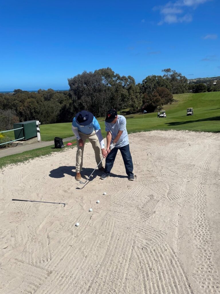 Golf Coaching - Golf Lessons at the Victor Harbor Golf Club. Bunker play.