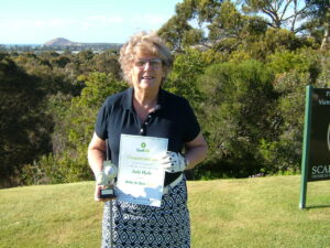 Congratulations to Judy Hyde for her Hole In One on 29th November 2014 on the 7th Hole